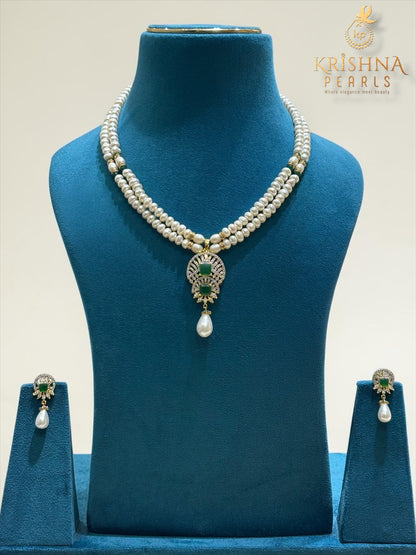 Designer Ruby & Pearl Hanging Pendent Set