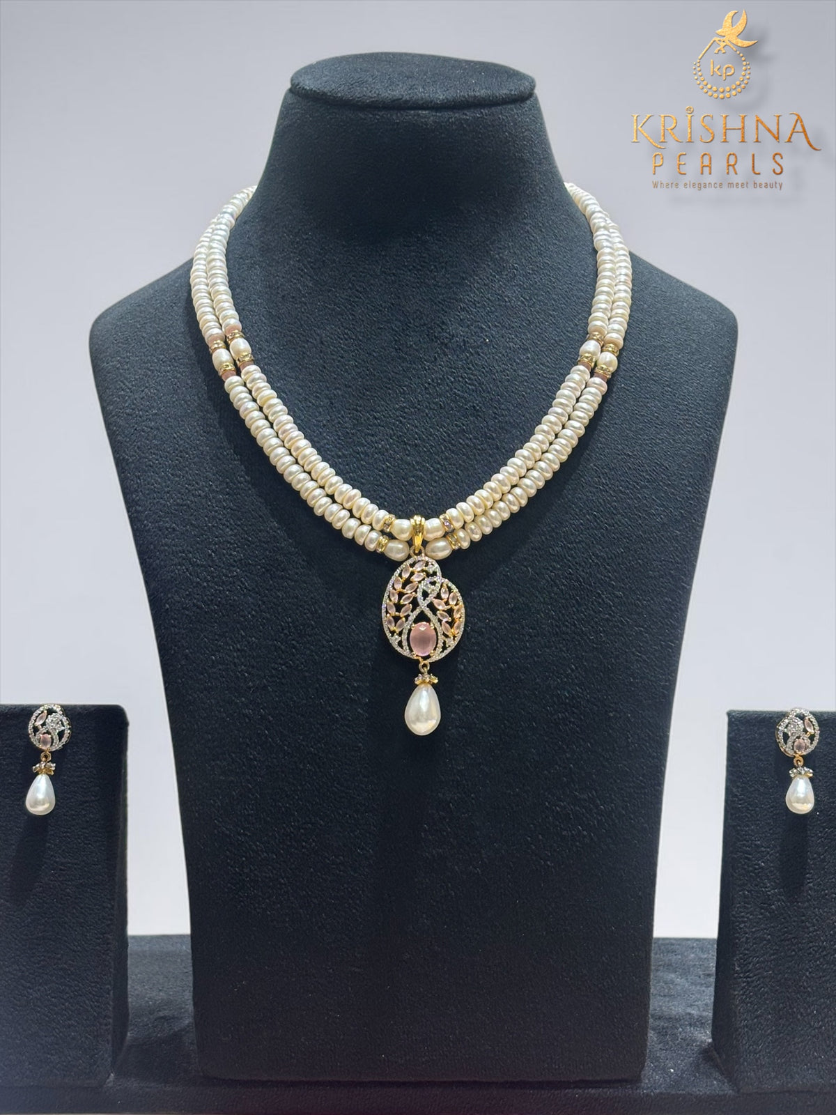 Beautiful Ruby & Pearl Hangings Pendent Set