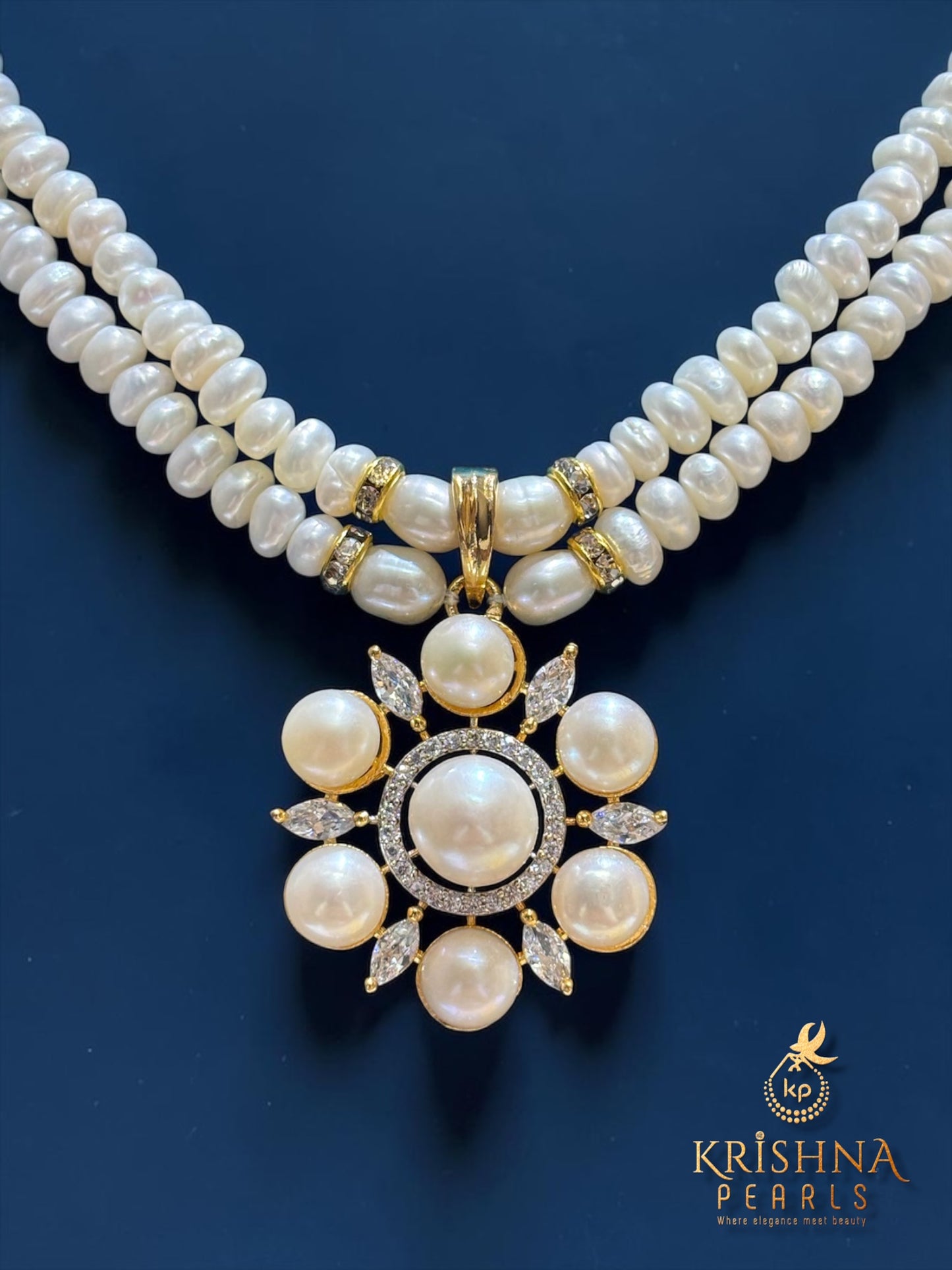Big Pearls Studded Pendent Necklace Set