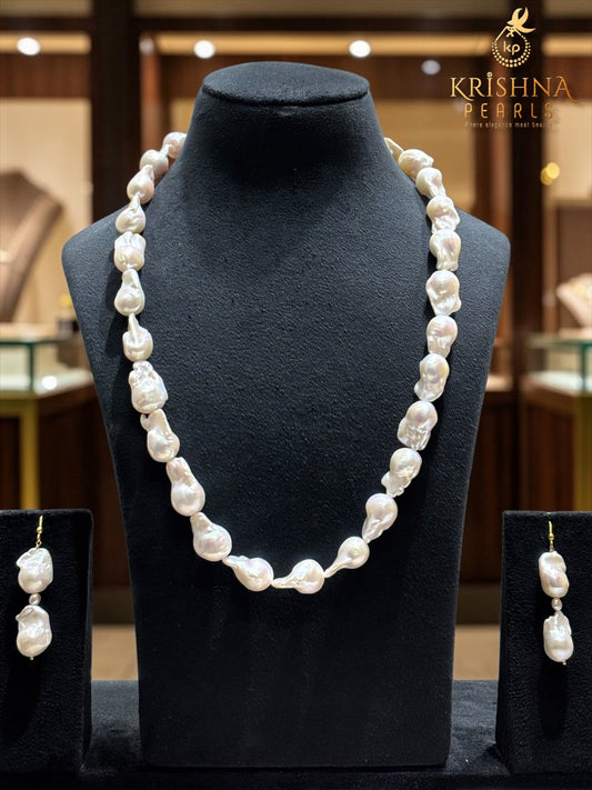 Luxurious Baroque Pearls Necklace Matching Bracelet - Premium AAA Quality