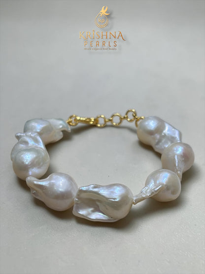 Lustrous Baroque Pearls Bracelet-Premium Quality No Spots/Grooves