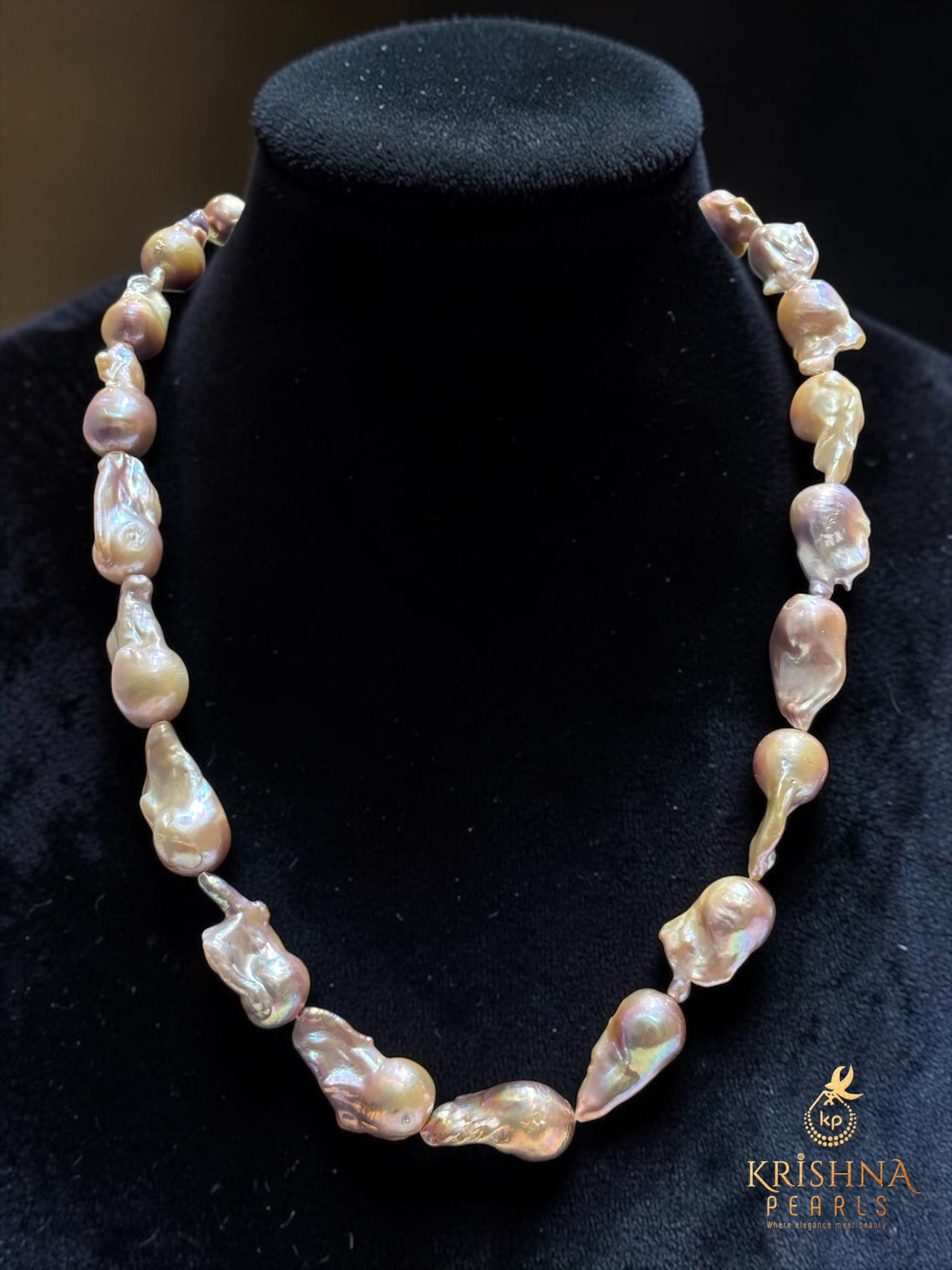 Lustrous Pink Hues Baroque Pearls Necklace Set With Bracelet - Premium Quality with No Spots/Groves
