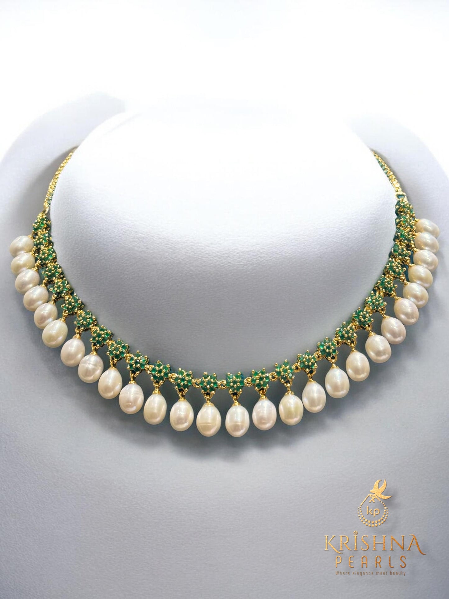 Ruby Studded Pearls Droplets Necklace Set