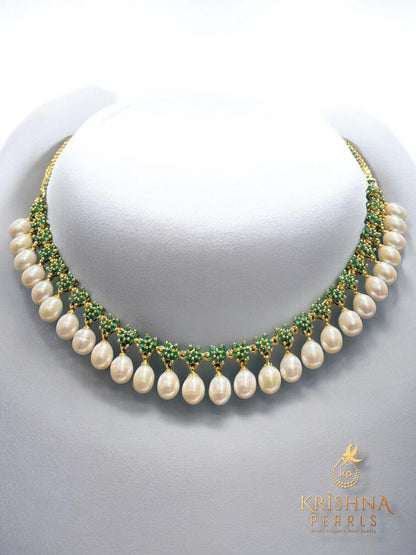 Ruby Studded Pearls Droplets Necklace Set