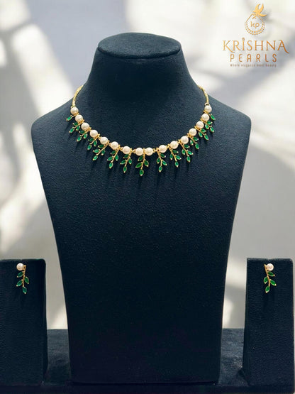 White Pearls Studded Necklace Set