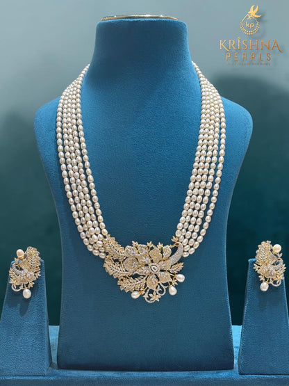 Sri Krishna Heirloom Pearl & Peacock Pendant Necklace Set