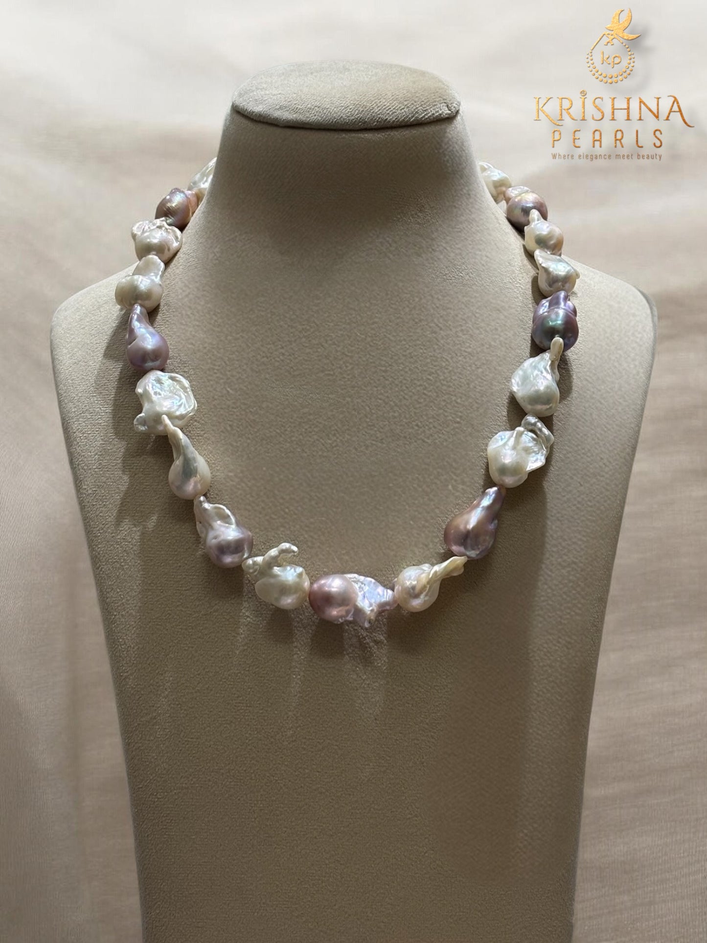 Luxurious Baroque White & Pink Pearls Necklace Set - Premium AAA Quality (No Grooves/Spots)