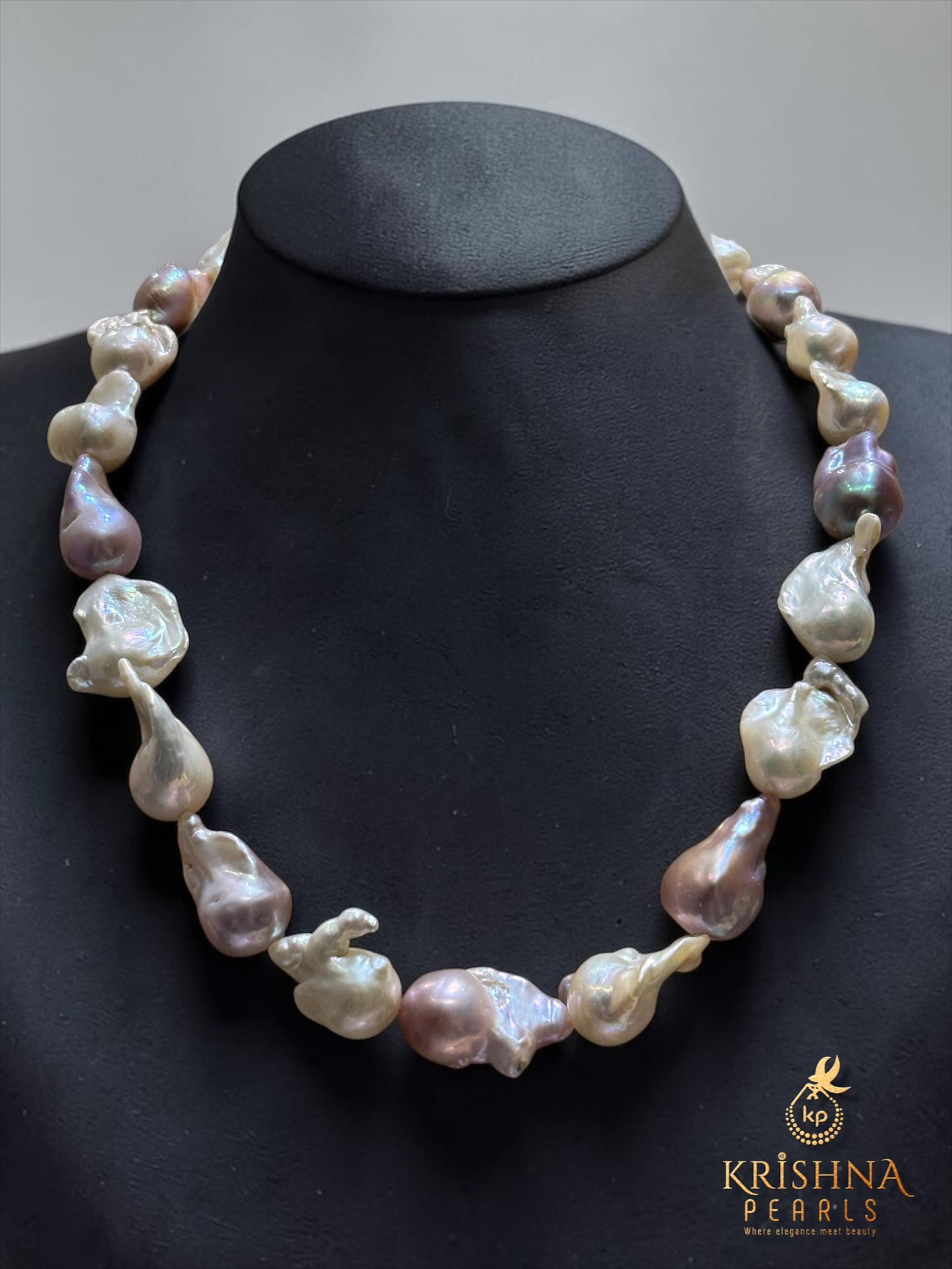 Luxurious Baroque White & Pink Pearls Necklace Set - Premium AAA Quality (No Grooves/Spots)