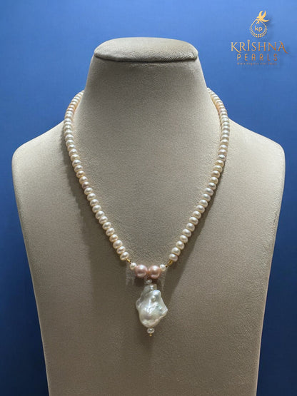 Multi Shades Pearls With baroque Pearl Pendent Set