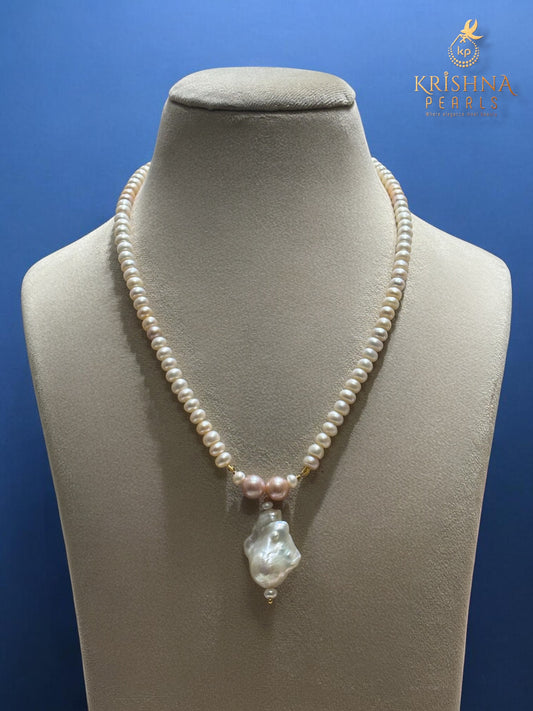 Multi Shades Pearls With baroque Pearl Pendent Set
