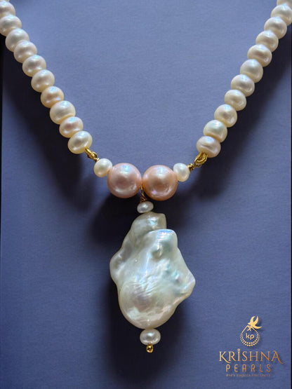 Multi Shades Pearls With baroque Pearl Pendent Set