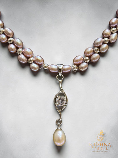 Minimilistic Pink Pearls Double Layer Necklace Set