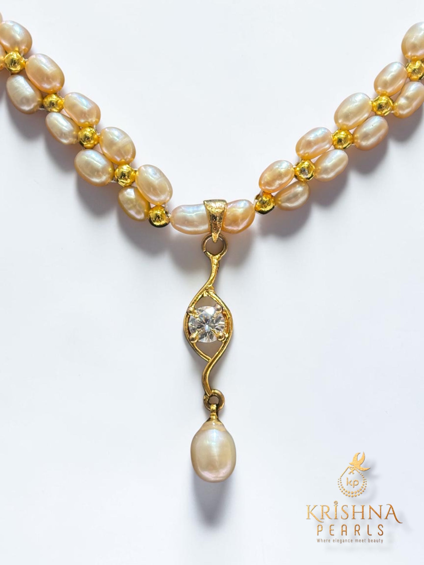 Adorable Pink Pearls Double Layer Necklace Set