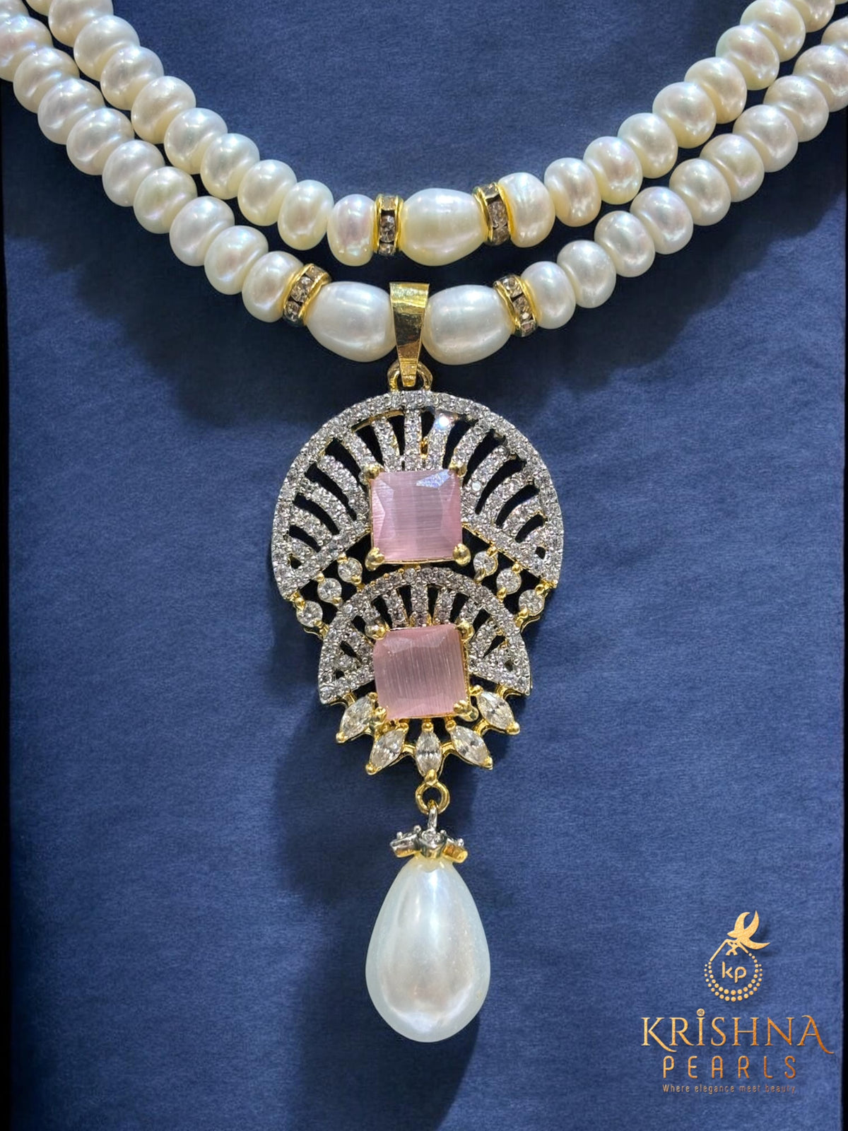 Designer Ruby & Pearl Hanging Pendent Set