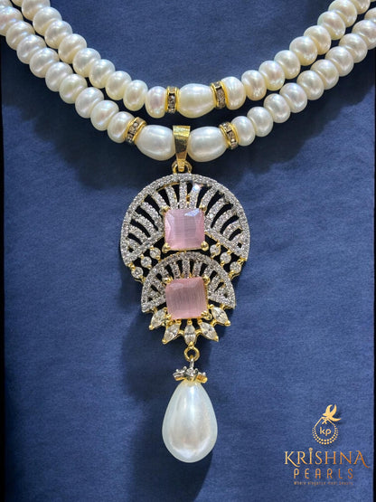 Designer Ruby & Pearl Hanging Pendent Set
