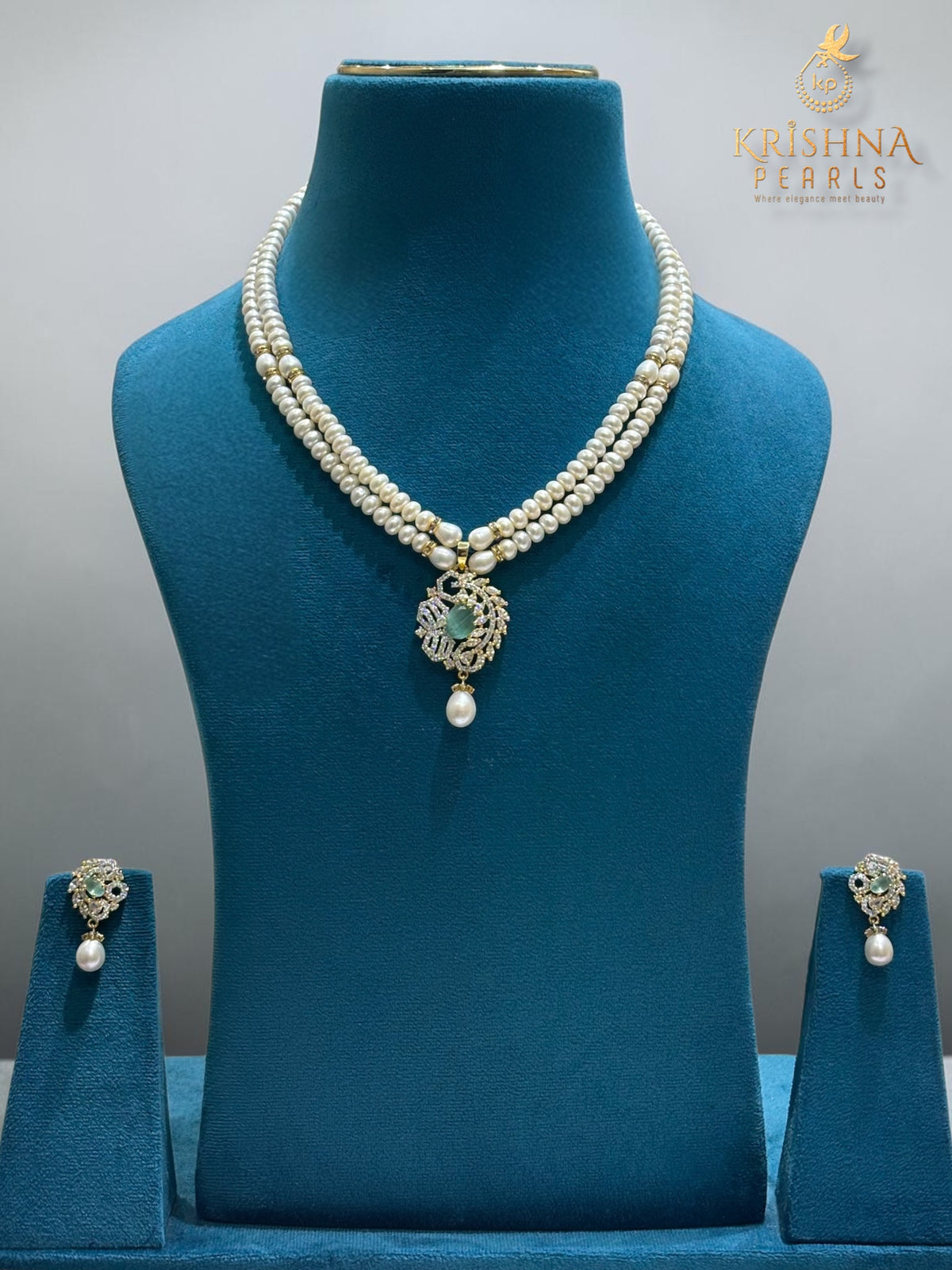 Royal Ruby Pendent With Pearls Necklace Set