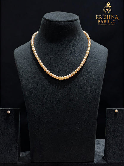 Beautiful 5-7 MM Pink Pearls Necklace Set
