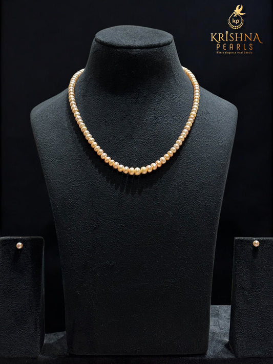 Beautiful 5-7 MM Pink Pearls Necklace Set