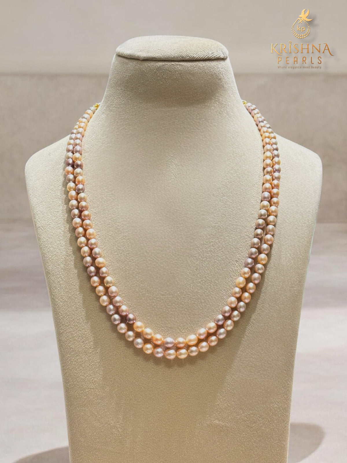 Exclusive Two Layer Shades Of Pink Pearls Necklace Set