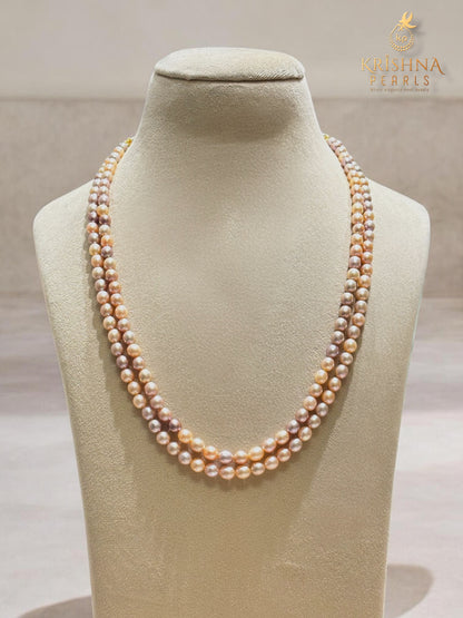 Exclusive Two Layer Shades Of Pink Pearls Necklace Set