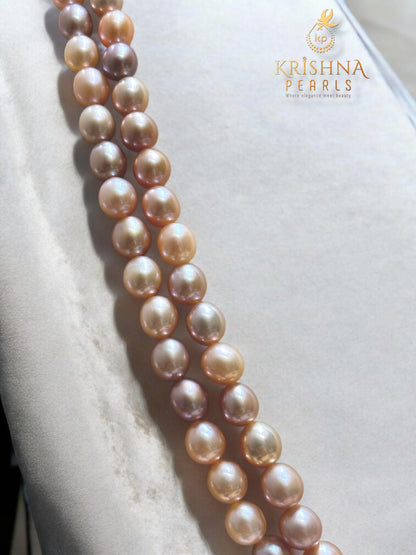 Exclusive Two Layer Shades Of Pink Pearls Necklace Set