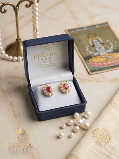 Ruby Pearl Studs