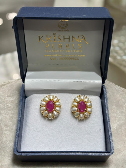 Ruby Pearl Studs