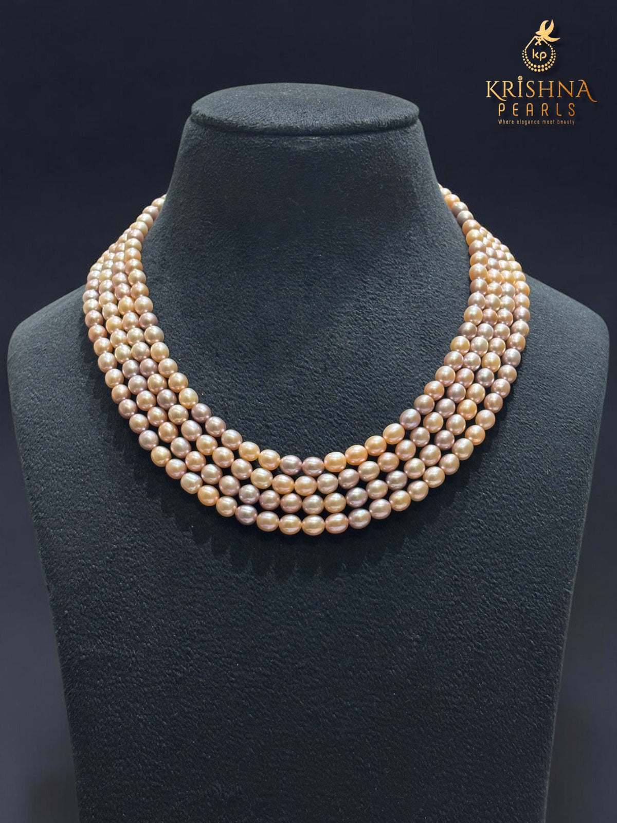 Four Layers Shades Of Pink Pearls Necklace Premium Quality