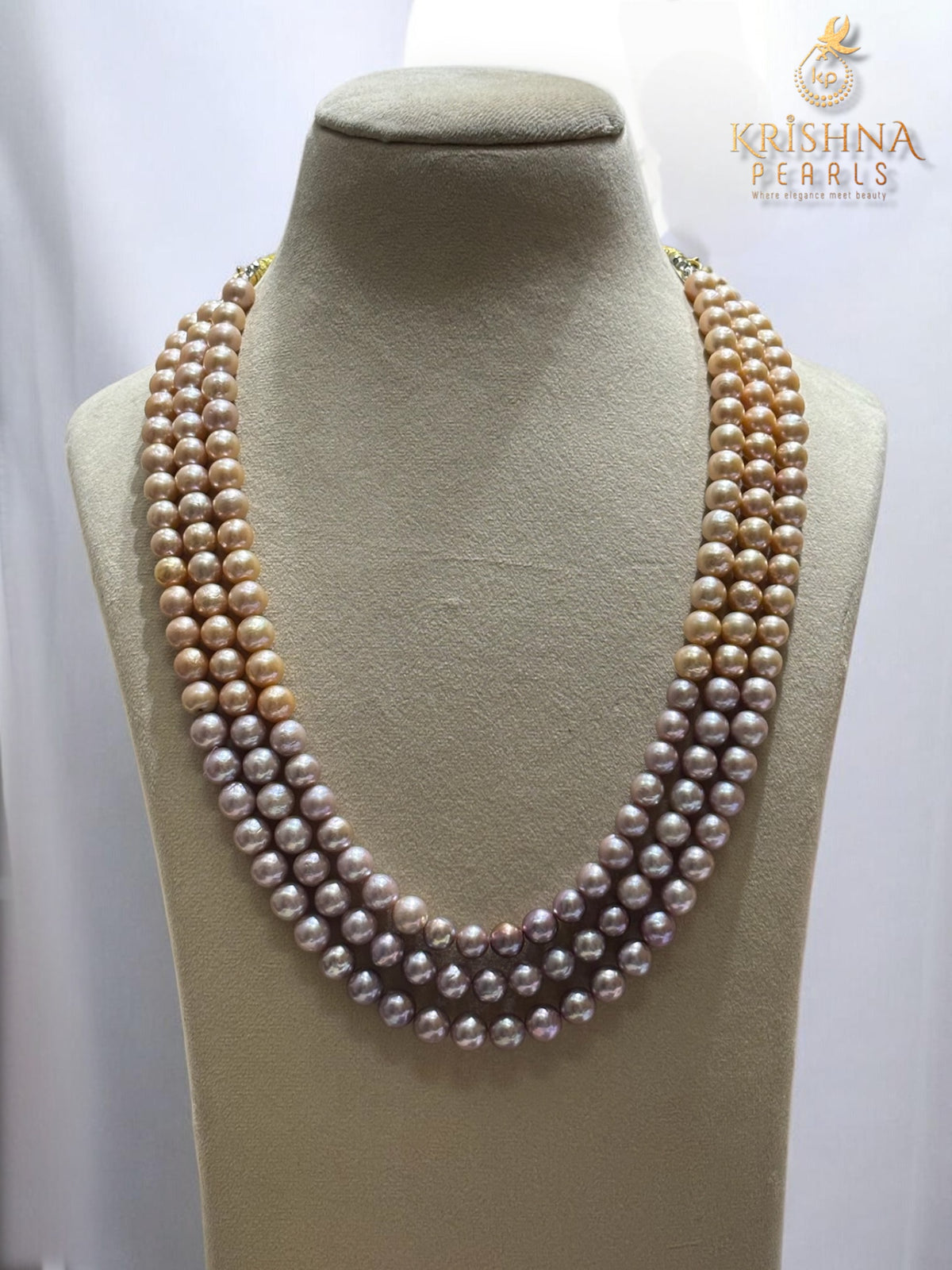 Round Pink Pearls 7-8 MM Necklace Set
