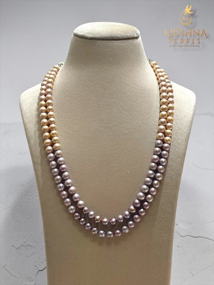 Round Pink Pearls 7-8 MM Necklace Set