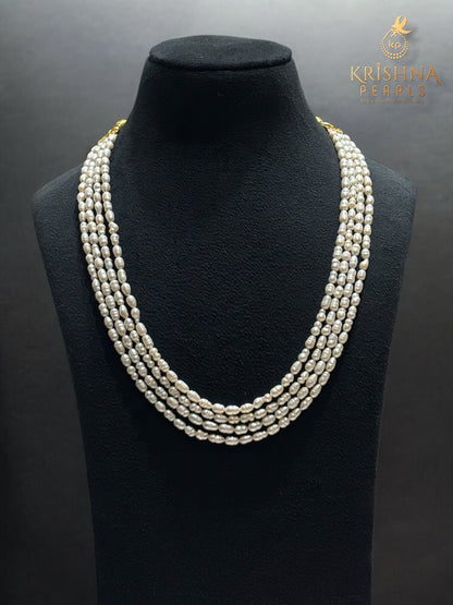 Irregular Lustrous Biwa Pearls Four Layers Necklace Set
