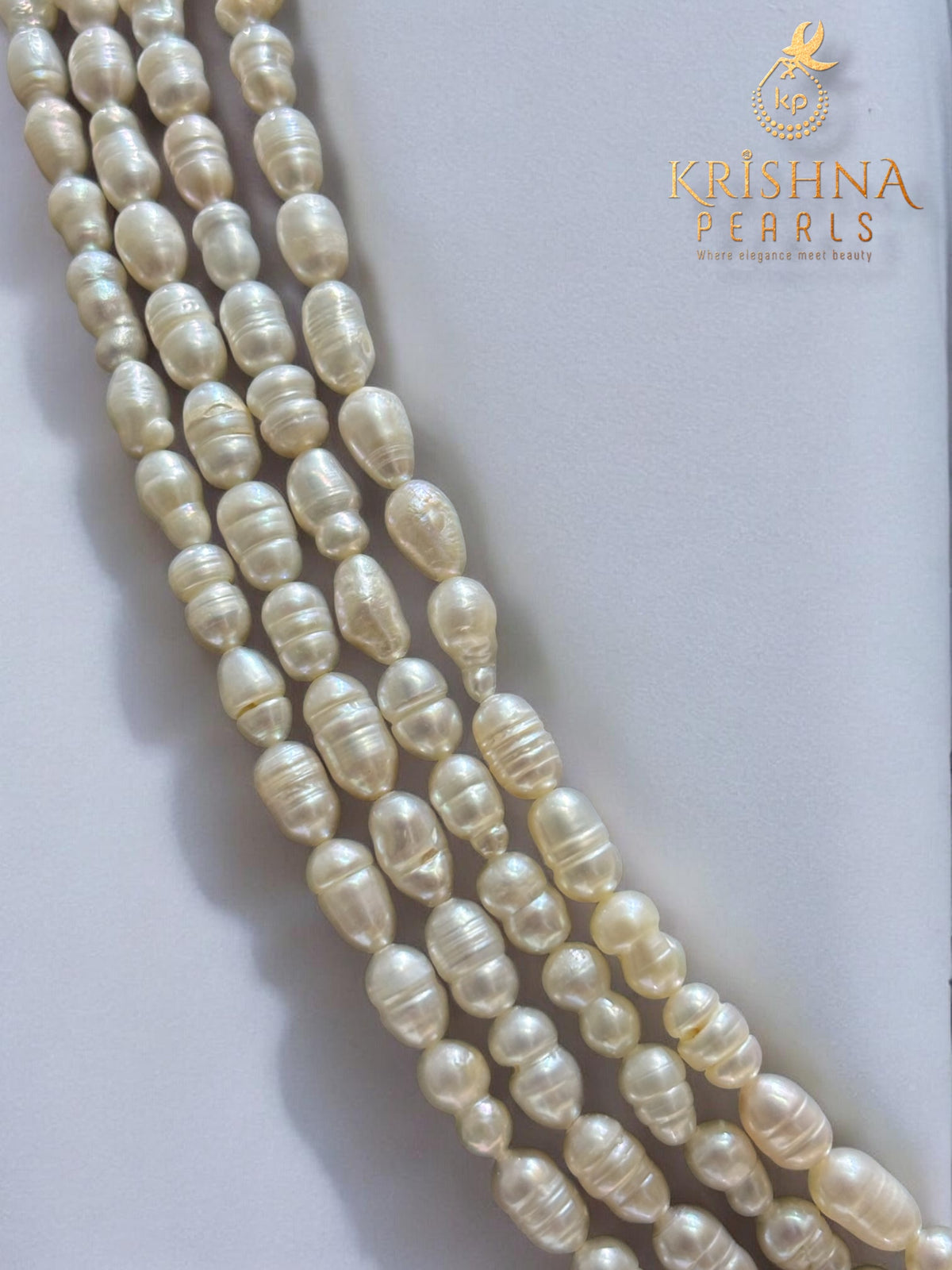 Irregular Lustrous Biwa Pearls Four Layers Necklace Set