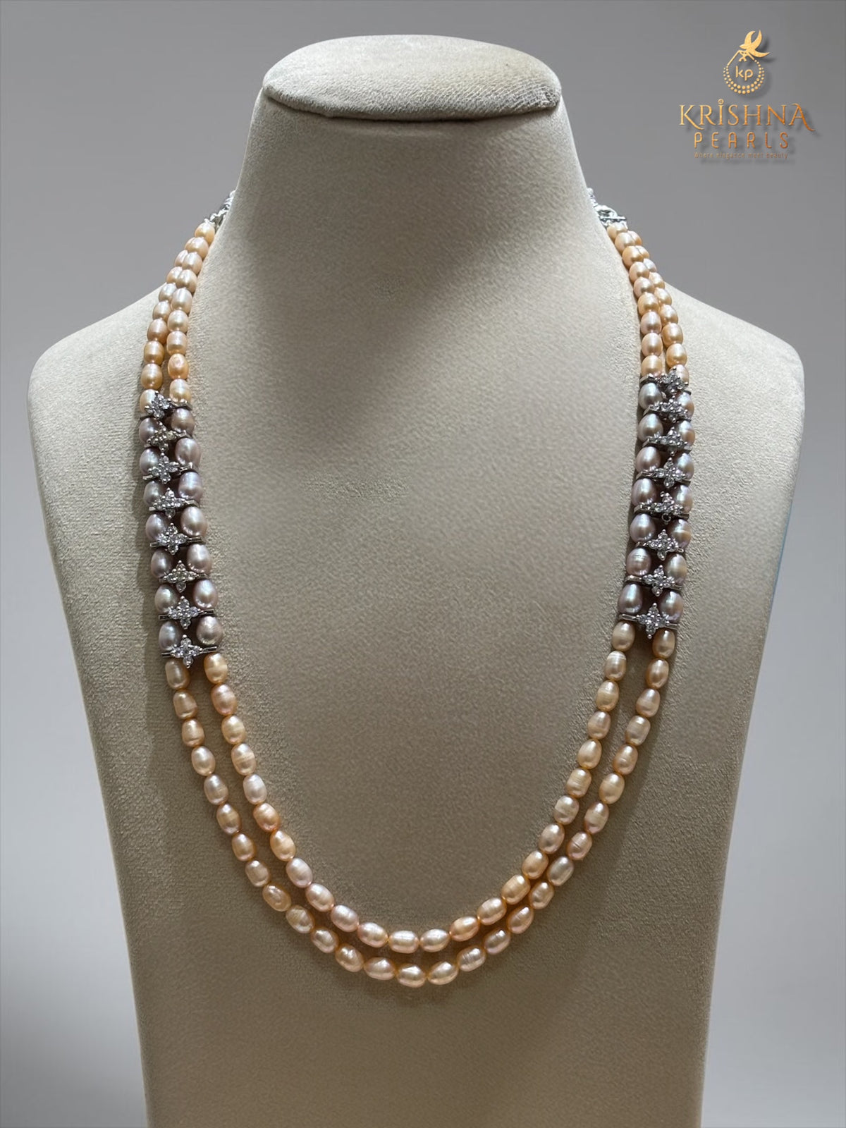 Exclusive Sete Double Layer Pink Pearls Necklace Set
