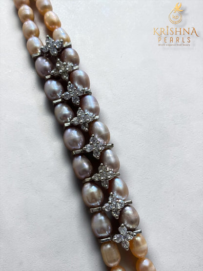 Exclusive Sete Double Layer Pink Pearls Necklace Set