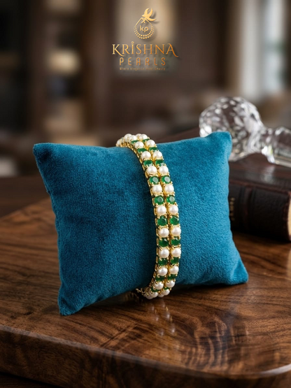 Classic Ruby & Pearls Studded Bangles