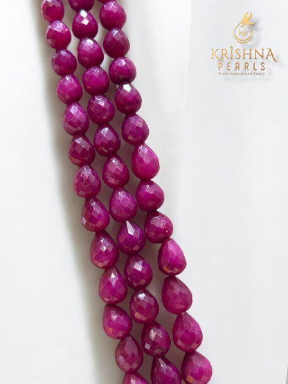 Cutting Small Size Ruby Droplets Three Layered Necklace