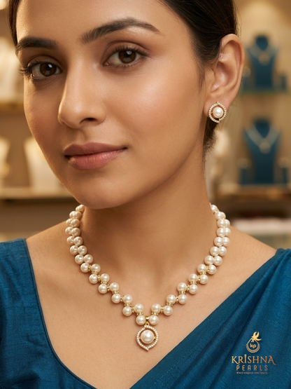 Beautiful Button Pearls Necklace Set