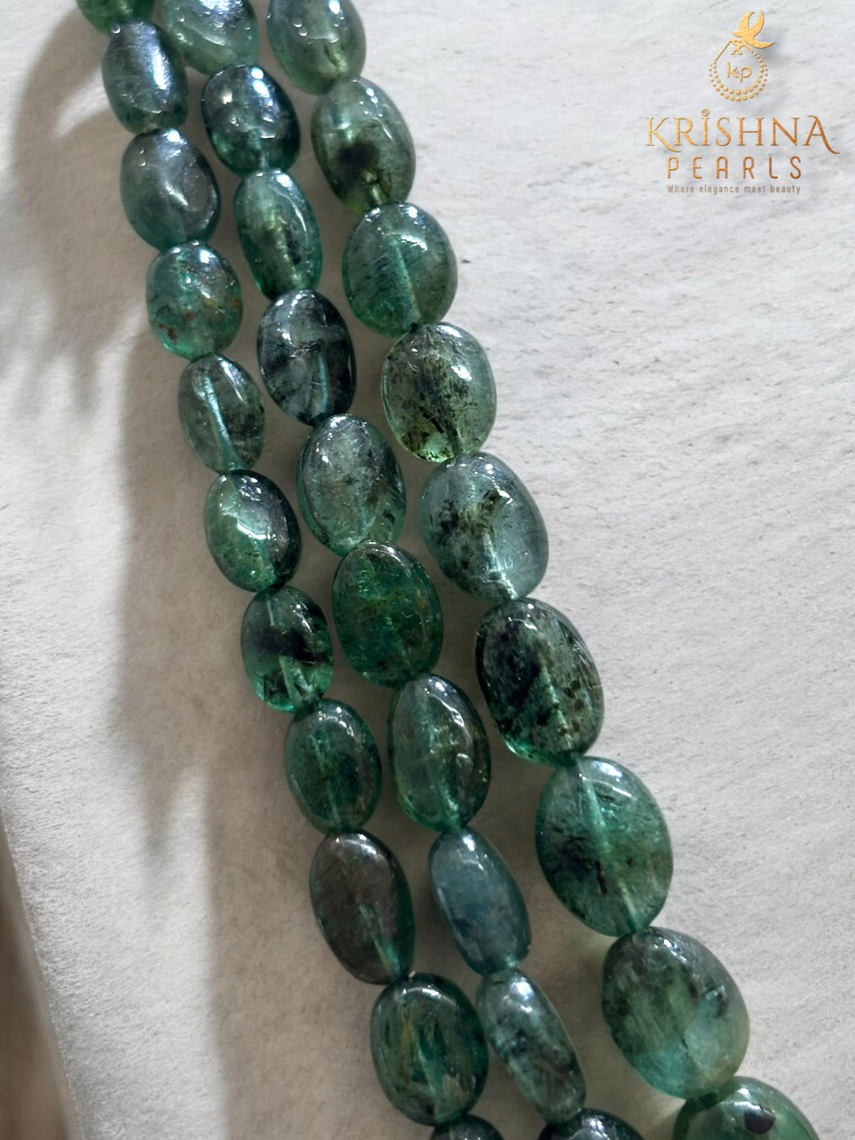 Dark Green Three Layers Natural Emeralds Necklace