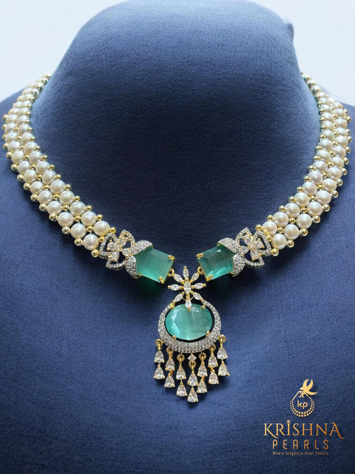 Royal Rose Quartz & Button Pearls Necklace Set