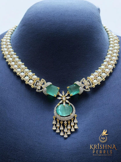 Royal Rose Quartz & Button Pearls Necklace Set