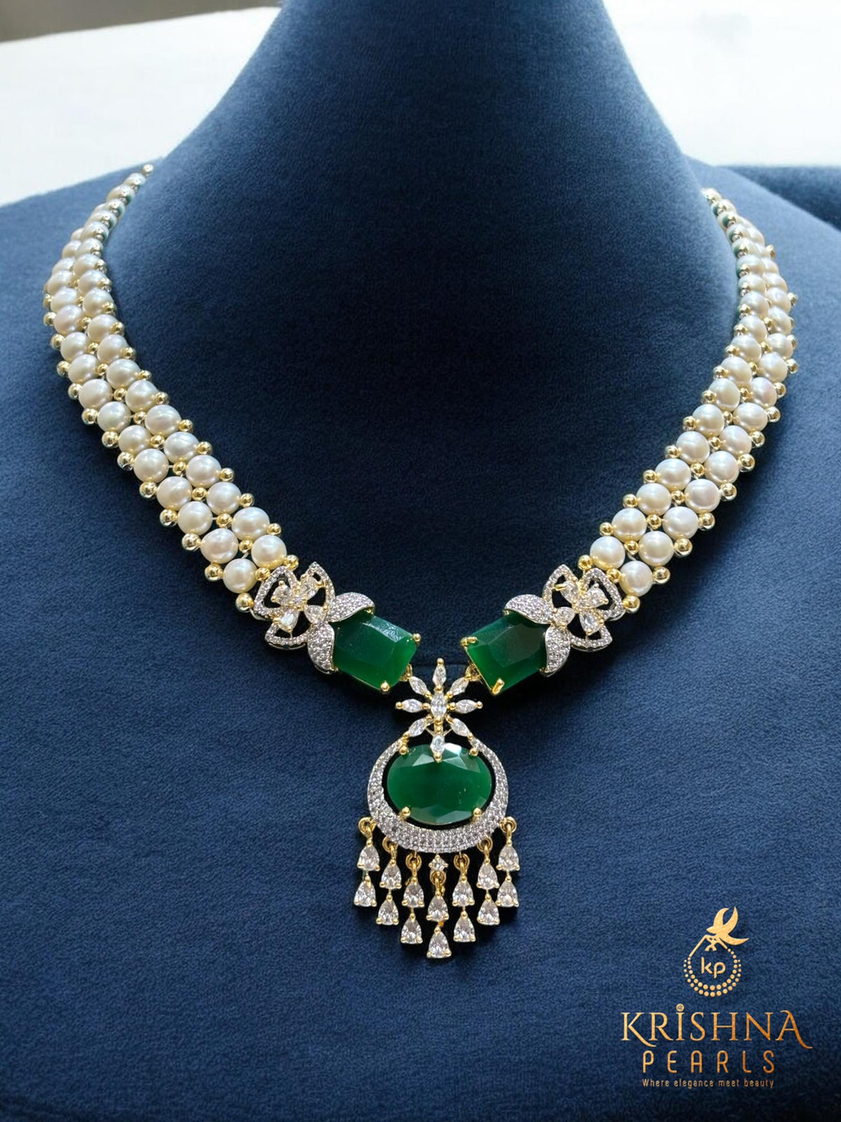 Royal Rose Quartz & Button Pearls Necklace Set