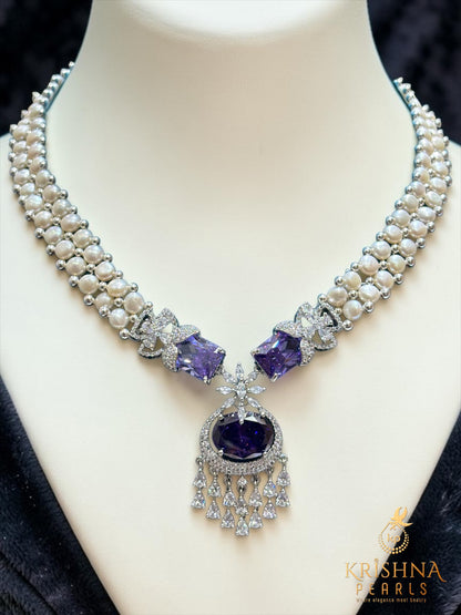 Royal Rose Quartz & Button Pearls Necklace Set