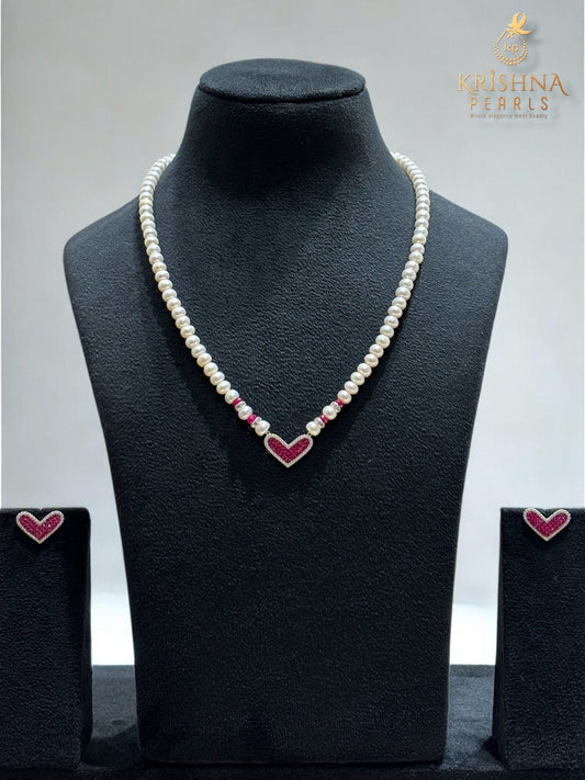 92.5 Silver Ruby Studded Necklace Set