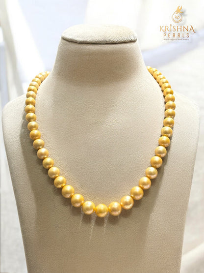 Exclusive Round Golden Pearls 9-12 MM Necklace