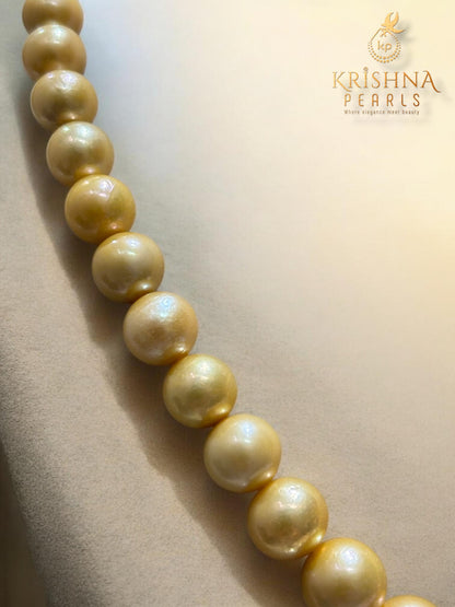 Exclusive Round Golden Pearls 9-12 MM Necklace