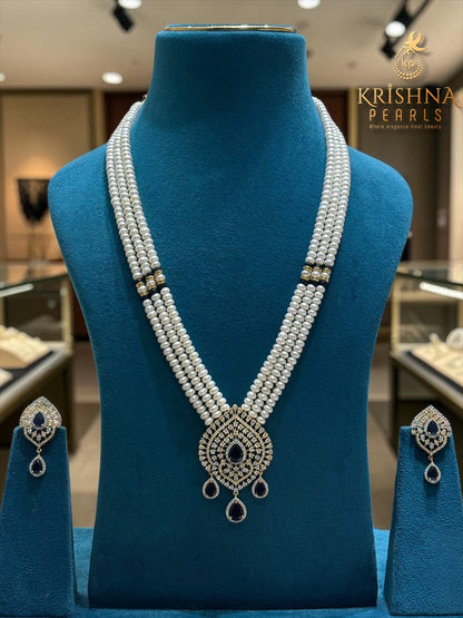 Exclusive Emerald & Pearl Studded Necklace Set