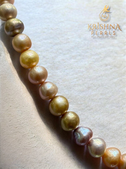 Premium Baroque Pearls Multi Shades 9-10 MM Necklace Set