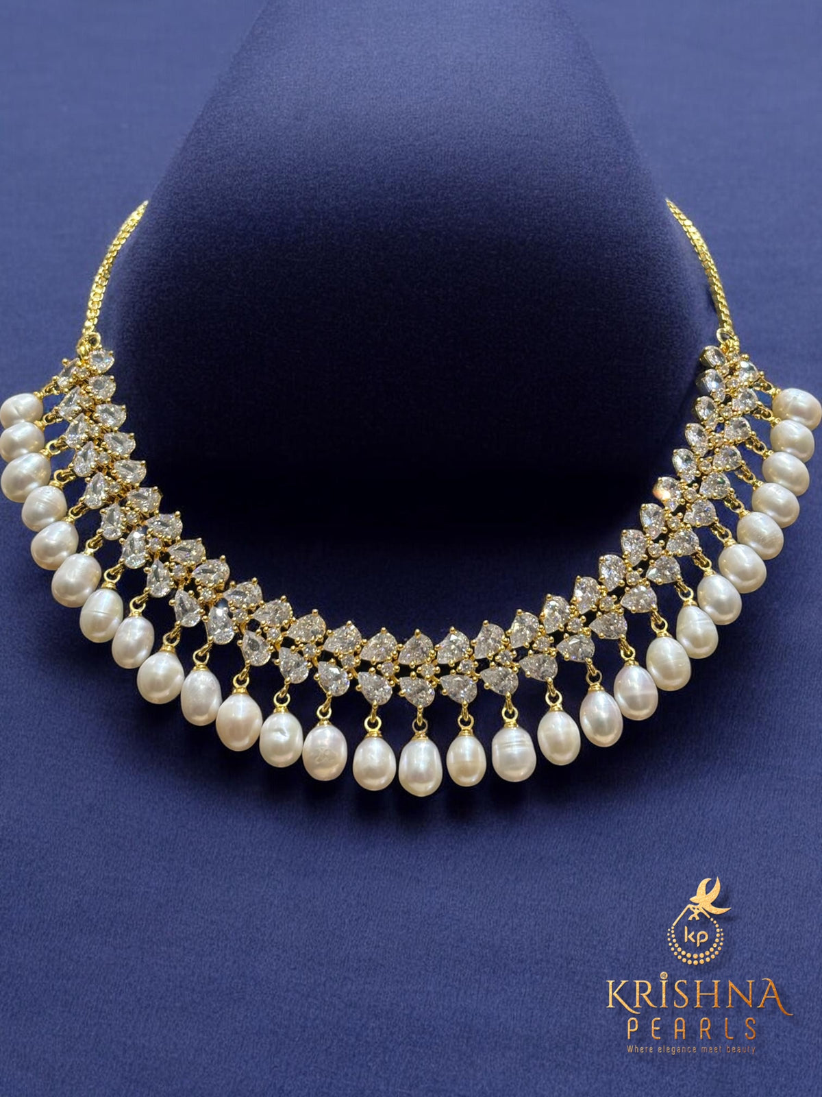 Designer Ruby & Zircon Studded Pearl Necklace Set