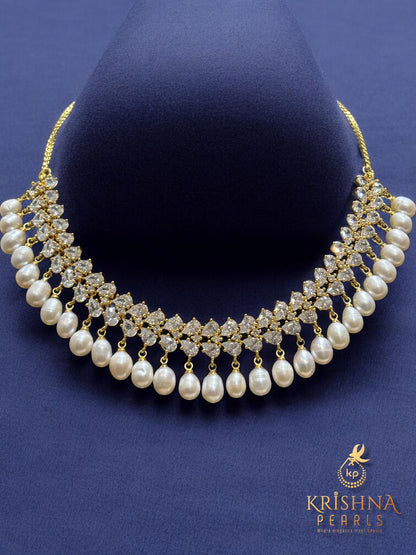 Designer Ruby & Zircon Studded Pearl Necklace Set