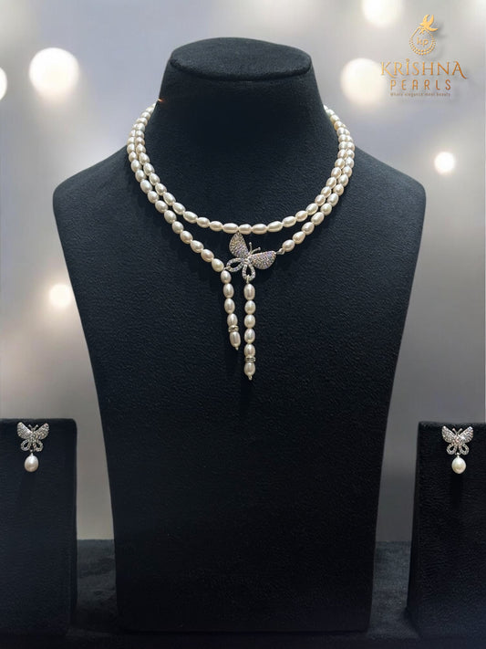 Beautiful Butterfly Pearl Studded Necklace